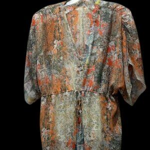 Alice + Olivia Bohemian Watercolor Silk Blouse with Camisole